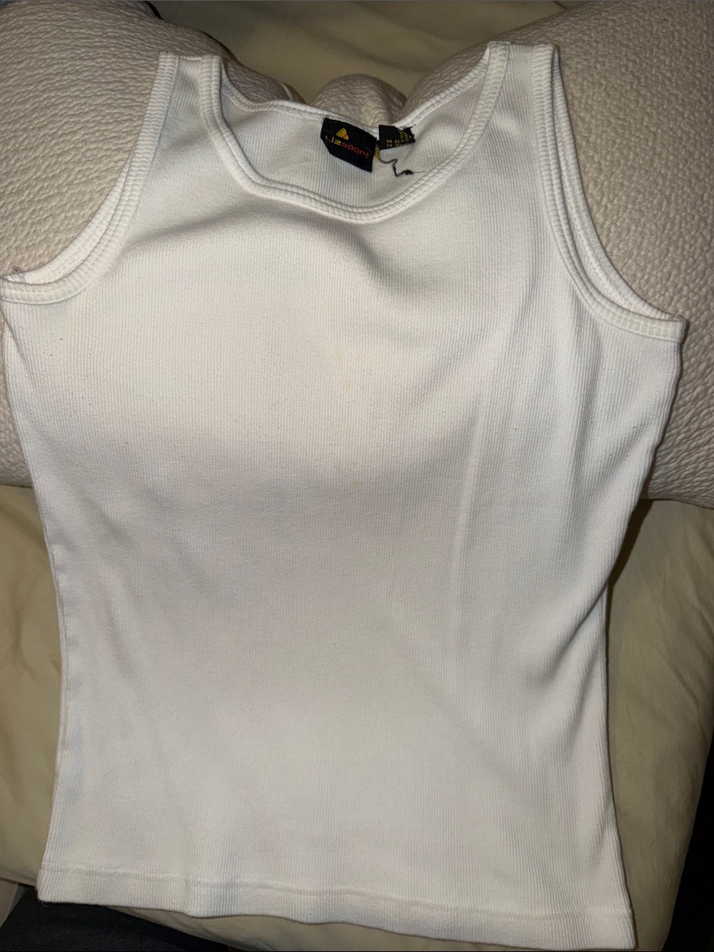 Liz Claiborne White Ribbed Tank Top